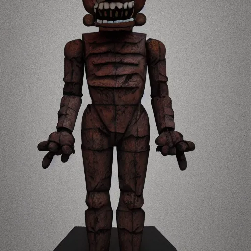 Image similar to statue of freddy from fnaf made out of sheet metal, 3d render