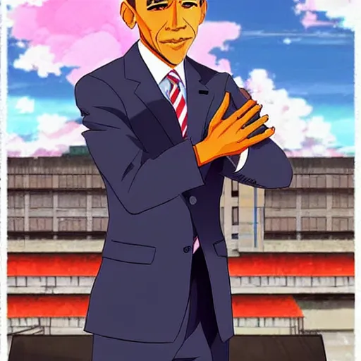 Prompt: Obama as an Anime character