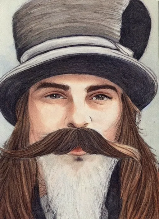 Prompt: beautiful detailed,mustachioed hat man