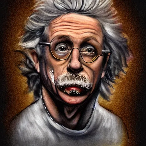 Prompt: methhead einstein portrait