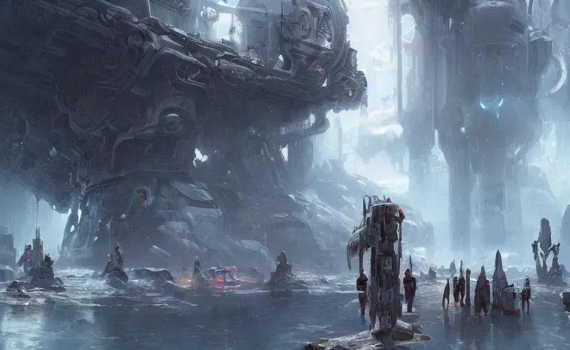 Image similar to a sci!!, concept art by michael komarck, cgsociety, sots art, concept art, greeble, reimagined by industrial light and magic