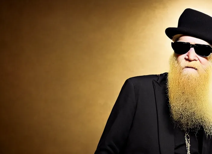 Image similar to photo still of billy gibbons of zz top!!!!!!!! at age 4 6 years old 4 6 years of age!!!!!!!! grilling hamburgers, 8 k, 8 5 mm f 1. 8, studio lighting, rim light, right side key light
