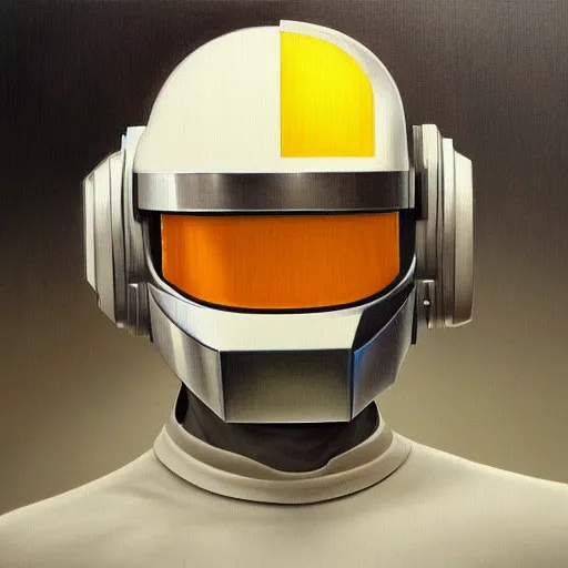 Image similar to ethereal robot helmet daft punk portrait concept art oil painting by jama jurabaev, extremely detailed, brush hard, medium, artstation