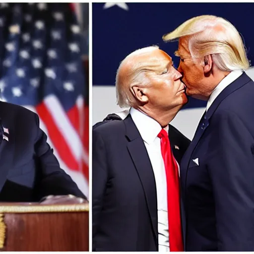 Image similar to donald trump and joe biden kissing