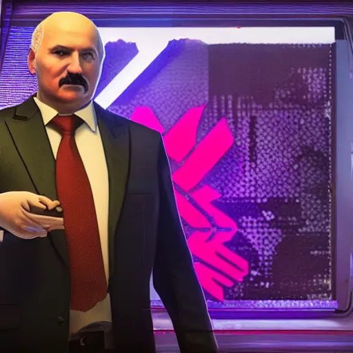 Image similar to Alexander Lukashenko in Cyberpunk 2077