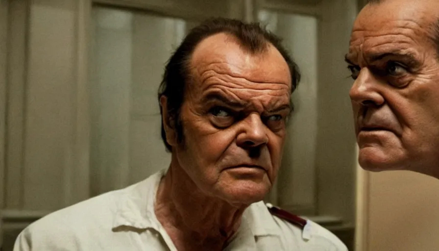 Prompt: 37 year old Jack Nicholson as Randle McMurphy in The Avengers (2012), cinematic lighting, off-center composition, cinematography