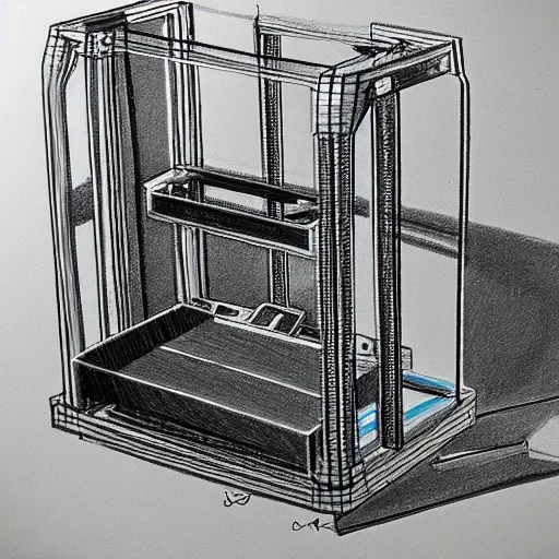 Image similar to pencil sketch of a 3 d printer