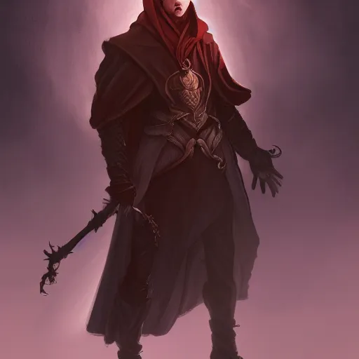 Image similar to a male warlock posing for photo , dynamic pose, natural lighting, medium level shot, Mucha style , Grim fantasy, illustration ,concept art,