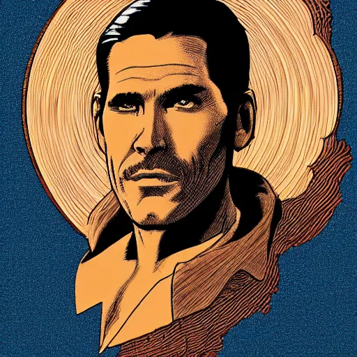 Image similar to jim caviezel retro minimalist portrait! moebius starwatcher comic by jean giraud, portrait 8 k