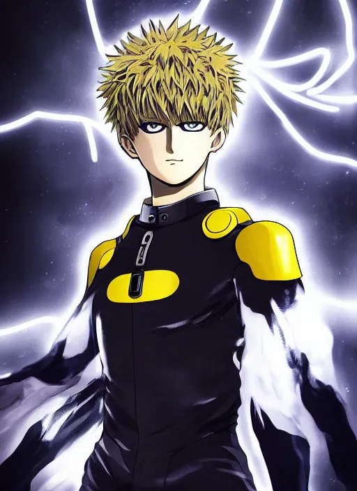 Image similar to A full portrait photo of real-life genos one punch man, f/22, 35mm, 2700K, lighting, perfect faces, award winning photography.