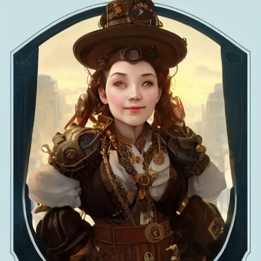 Image similar to Three quarters portrait of a female steampunk dwarf, highly detailed, digital painting, art by Stanley Lau and Artgerm and magali villeneuve and Alphonse Mucha, artstation, octane render, cgsociety