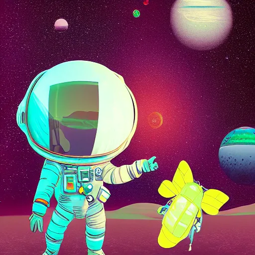 Prompt: astronaut, butterflies Inspired by Beeple