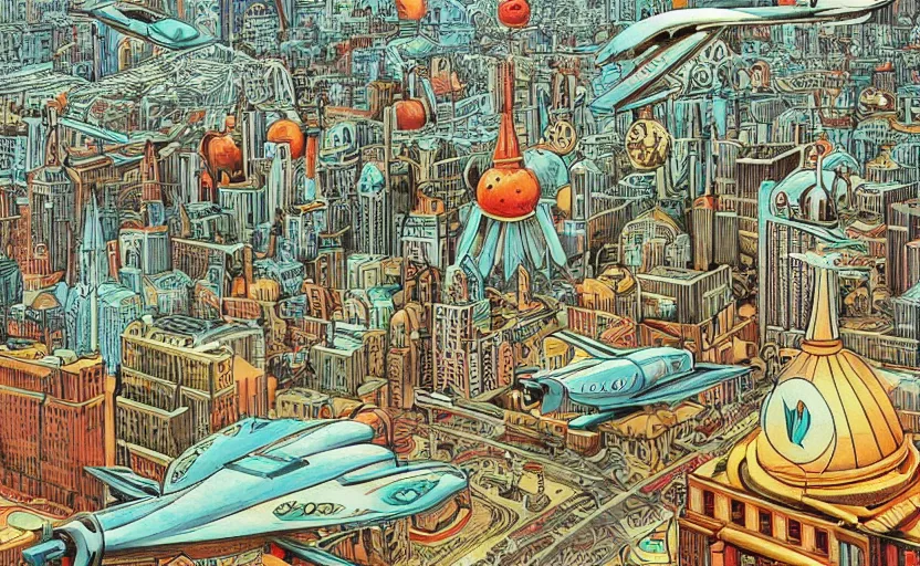 Prompt: soviet city futuristic landscape with flying cars, made by Joe Fenton