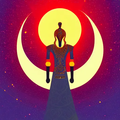 Prompt: Ankh shining in front of the glowing moon, vector art, 4k