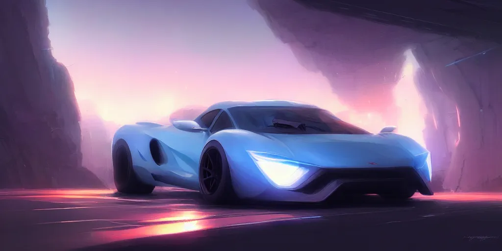 Image similar to Super car, concept art, low angle, high detail, warm lighting, volumetric, godrays, vivid, beautiful, trending on artstation, by Jordan grimmer, art greg rutkowski