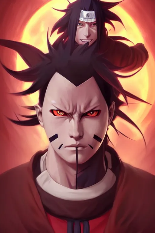 Image similar to portrait of madara uchiha from naruto shippuden, highly detailed, digital painting, artstation, concept art, smooth, sharp focus, illustration, art by artgerm and greg rutkowski and alphonse mucha, beautiful composition