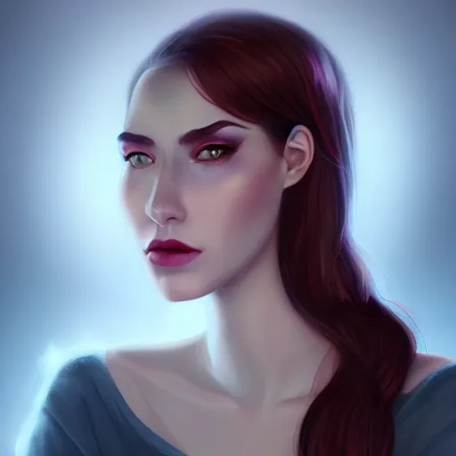 Image similar to portrait of a woman inspired by lois van baarle, charlie bowater, illustration iridescent, iridescent hair, face, hair styles, light make up self confidence, cinematic 8 k