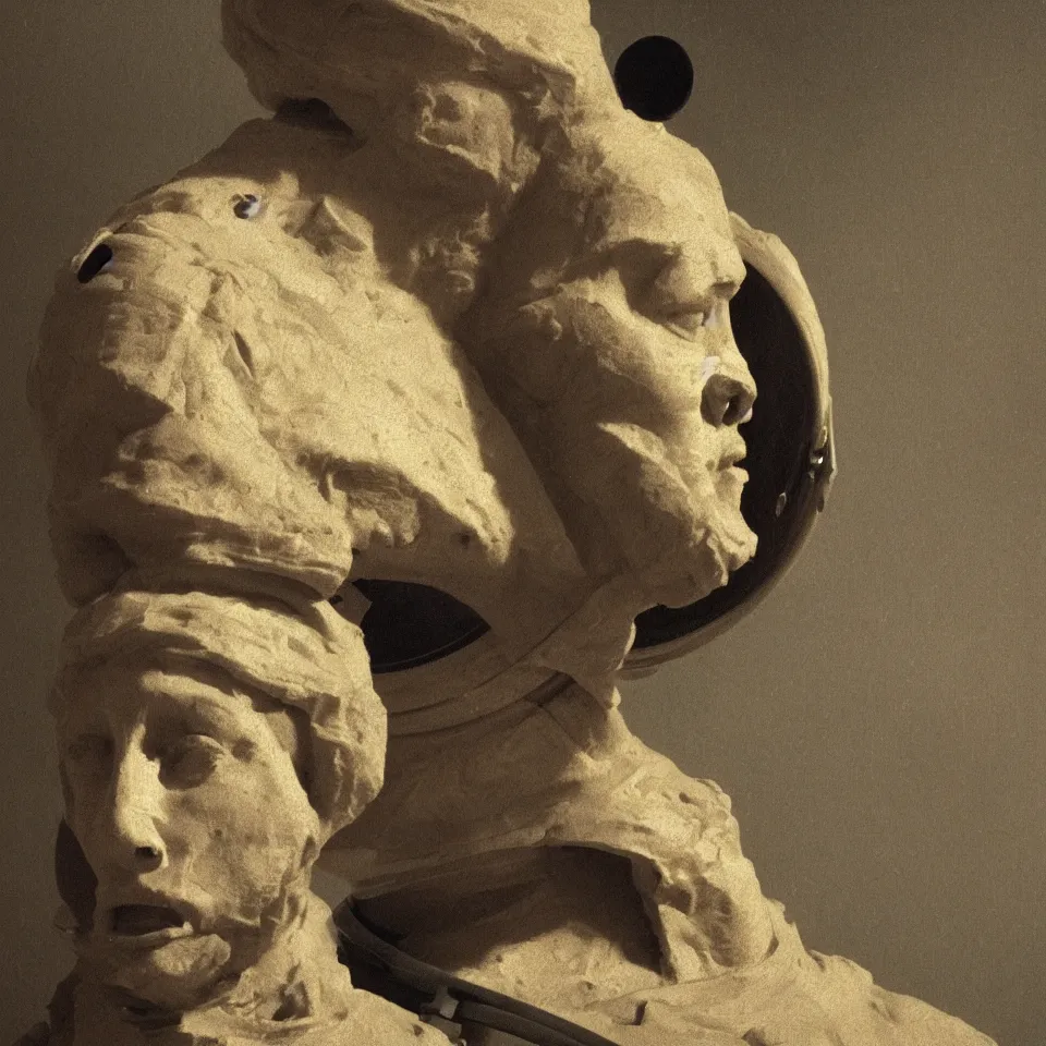Image similar to a sphere of a detailed bust of an astronaut by camille corot, dynamic lighting, cinematic, epic composition, masterpiece