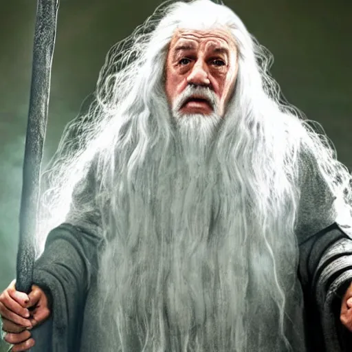 Prompt: danny devito starring as gandalf the white in the 2 0 2 4 lord of the rings movie smoking, full body, hyper realistic, high quality, wide angle