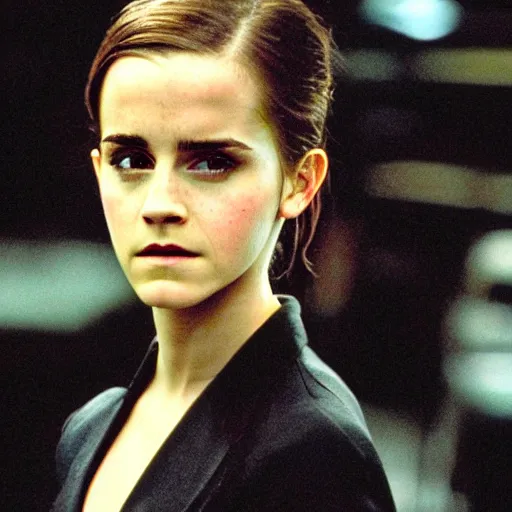 Prompt: Movie still of Emma Watson in Matrix