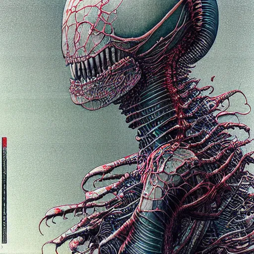 Prompt: simple concept art portrait of, ‘ the alien ’. an award winning yoshitaka amano digital art poster, by james gurney and gerhard richter. art by takato yamamoto. masterpiece, rich colours.