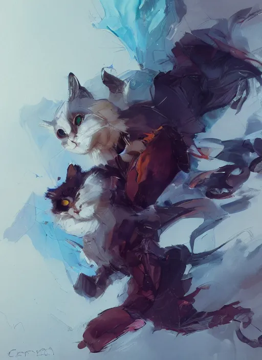 Image similar to semi reallistic gouache gesture painting, by yoshitaka amano, by ruan jia, by Conrad roset, by dofus online artists, detailed anime 3d render of cats fighting,cats, felines, meow, cats, portrait, cgsociety, artstation, rococo mechanical, Digital reality, sf5 ink style, dieselpunk atmosphere, gesture drawn