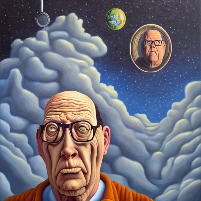 Image similar to an oil on canvas portrait painting of hank from king of the hill, surrealism, surrealist, cosmic horror, rob gonsalves, high detail