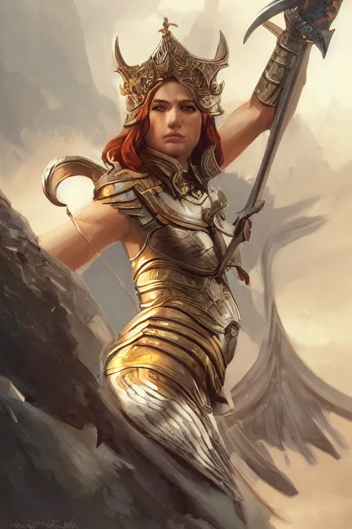 Image similar to amazon valkyrie athena, d & d, fantasy, portrait, highly detailed, headshot, digital painting, trending on artstation, concept art, sharp focus, illustration, art by artgerm and greg rutkowski and magali villeneuve