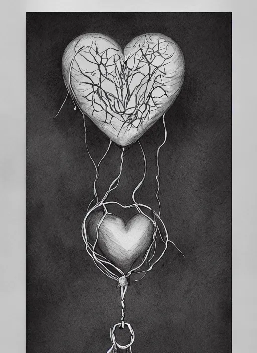 Image similar to portrait, An anatomical heart shaped balloon with a noose hanging from it, watercolor, dramatic lighting, cinematic, establishing shot, extremly high detail, foto realistic, cinematic lighting, pen and ink, intricate line drawings, by Yoshitaka Amano, Ruan Jia, Kentaro Miura, Artgerm, post processed, concept art, artstation, matte painting, style by eddie mendoza, raphael lacoste, alex ross