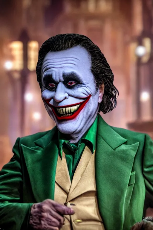 Prompt: silvio santos as the joker, 8 k, hdr, great light, gustave courbet, annie leibowitz