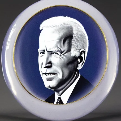 Image similar to An enamel portrait of Joe Biden