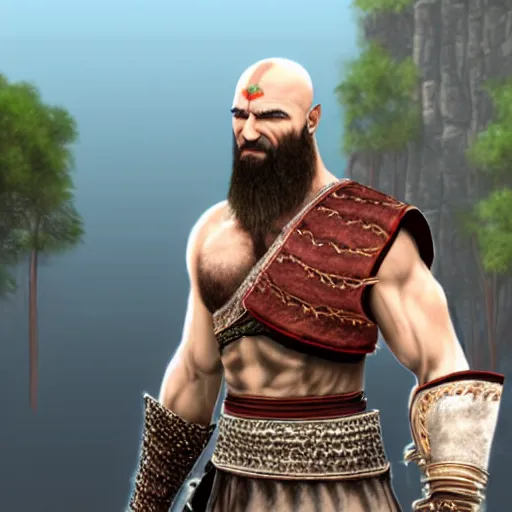 Image similar to Kratos wearing islamic clothes