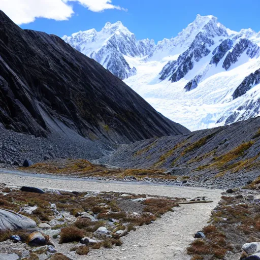 Prompt: hooker valley track of mount cook