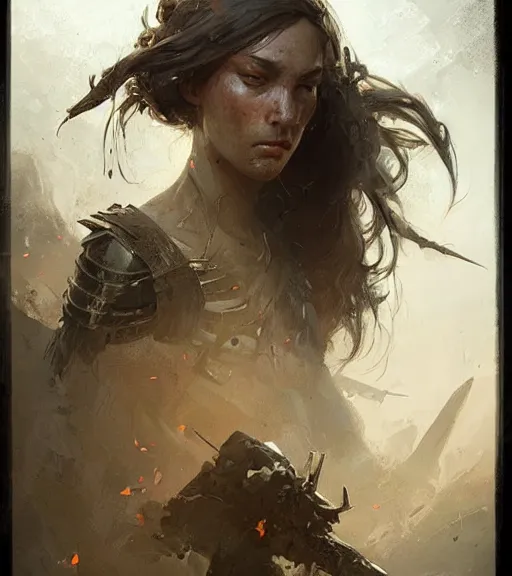 Prompt: war, realistic face, in the style of greg rutkowski, fantasy, amazing detail, epic, intricate, elegant, smooth, sharp focus