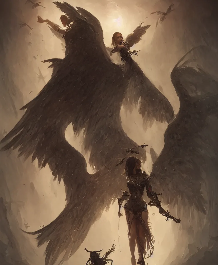 Image similar to The angel of death young woman, D&D, fantasy, intricate, elegant, highly detailed, digital painting, trending artstation, concept art, smooth, sharp focus, illustration, art by greg rutkowski