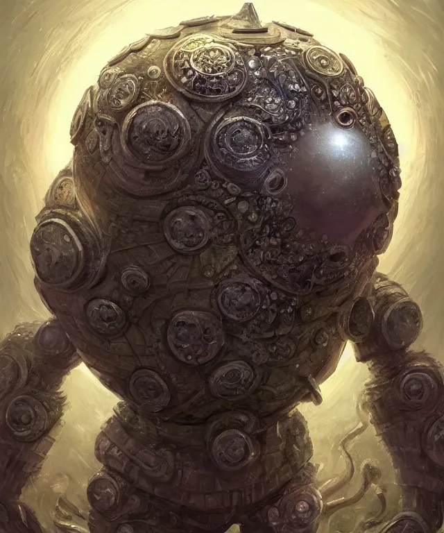 Prompt: hziulquoigmnzhah, the god of cykranosh, a spheroid body, elongated arms, short legs, head dangling underneath, fantasy, intricate, elegant, highly detailed, digital painting, artstation, concept art, matte, sharp focus, illustration, art by keith thompson and christopher lane