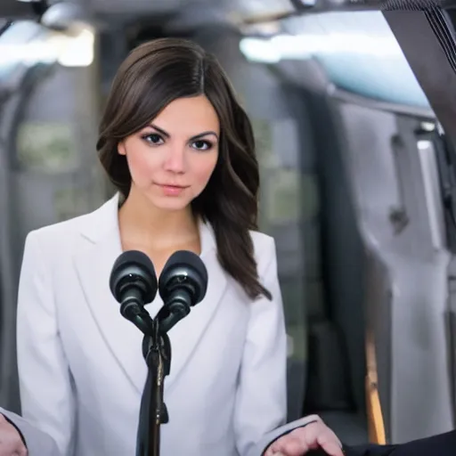 Image similar to victoria justice as joe biden, 8 k resolution, cinematic lighting, anatomically correct