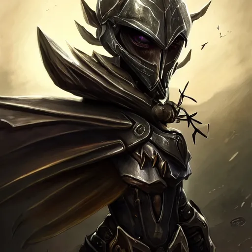 Image similar to portrait of humanoid mosquito resembling a knight in black armor with two dragonfly wings, league of legends splash art, hearthstone splash art, full body shot, rule of thirds, ultrafine hyperrealistic detailed face, artgerm, greg rutkowski, trending on artstation, 8 k, intricately detailed, highly detailed