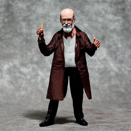 Prompt: sigmund freud cosplay carl jung, stop motion vinyl action figure, plastic, toy, butcher billy style