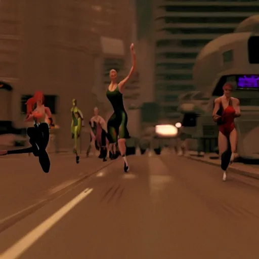 Image similar to The matrix, LeeLoo, Sprinters in a race, The Olympics footage, stylized, hyperreal, cinematic stillframe, The fifth element