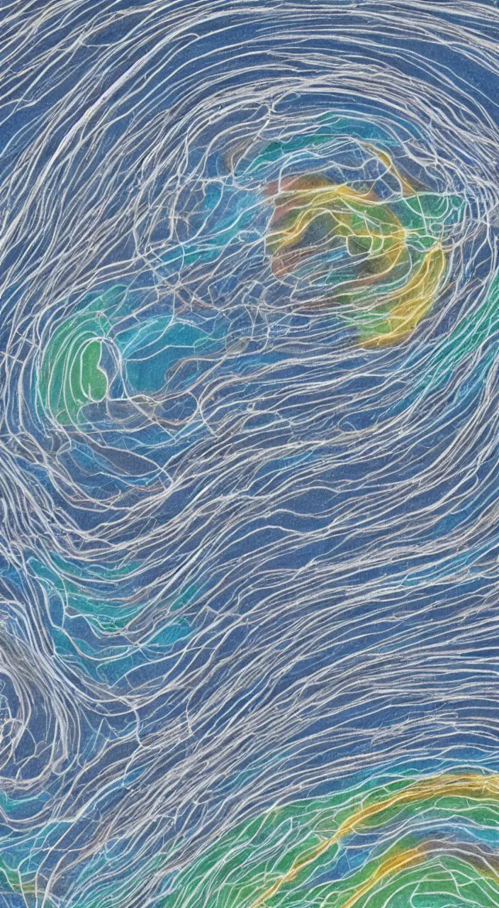 Image similar to a voice figure blending with an atmospheric jet stream diagram of planet earth, in the style of margaret watts hughes, weather report, satelite imagery, whole earth,