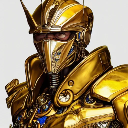 Image similar to studio portrait of lawful good gold man holy mecha paladin absurdly handsome, elegant, handsome man, ultrafine hyperrealistic detailed face illustration by kim jung gi, irakli nadar, intricate linework, sharp focus, bright colors, matte, octopath traveler, final fantasy, unreal engine highly rendered, global illumination, radiant light, intricate environment