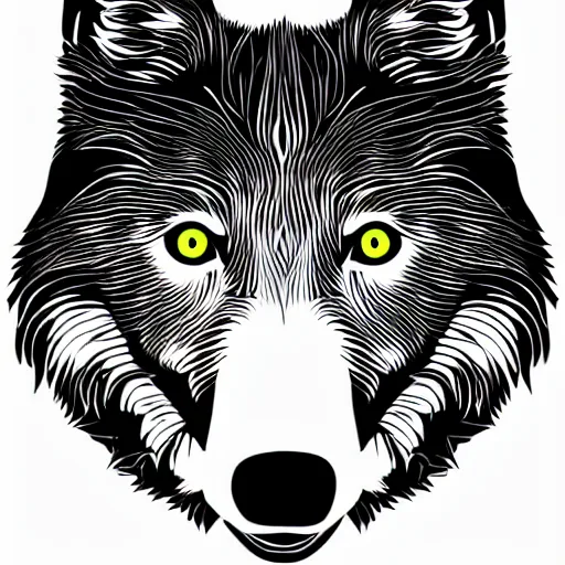 Prompt: black wolf, vector art