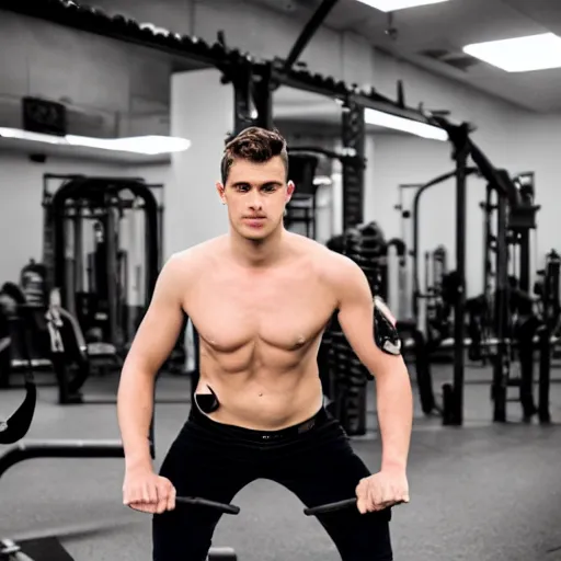 Image similar to a handsome hunky young anarchist working out