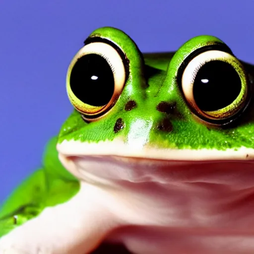 Image similar to frog in yogurt, photorealistic, close - up