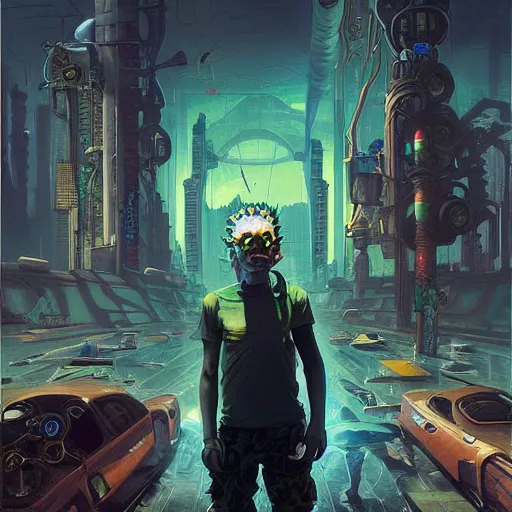 Prompt: akah 0 c 0 k apocalyptic cyberpunk medium shot by gaston bussierre and charles vess and james jean and erik jones and rhads, inspired by rick and morty, epic, funny, huge scale, beautiful fine face features, intricate high details, sharp, ultradetailed