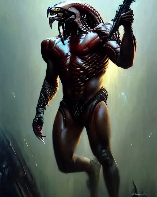 Prompt: the predator as a birdfantasy character portrait, ultra realistic, wide angle, intricate details, blade runner artifacts, highly detailed by peter mohrbacher, boris vallejo, hajime sorayama aaron horkey, gaston bussiere, craig mullins