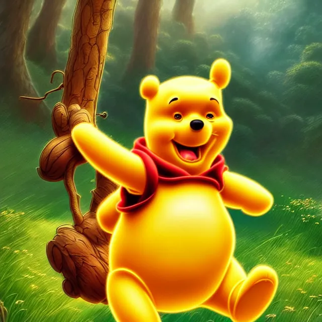 Prompt: epic professional digital art of Winnie the Pooh eports logo, best on artstation, cgsociety, wlop, Behance, pixiv, astonishing, impressive, outstanding, epic, cinematic, stunning, gorgeous, concept artwork, much detail, much wow, masterpiece.