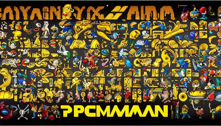 Prompt: pacman video game in the style of egyptian hieroglyphs, hyperdetailed, artstation, cgsociety, 8 k