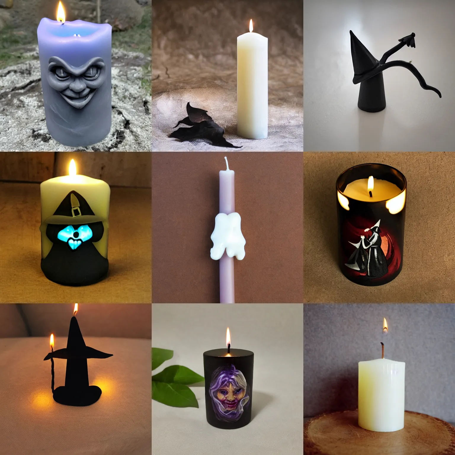 Prompt: candle in the shape of a witch